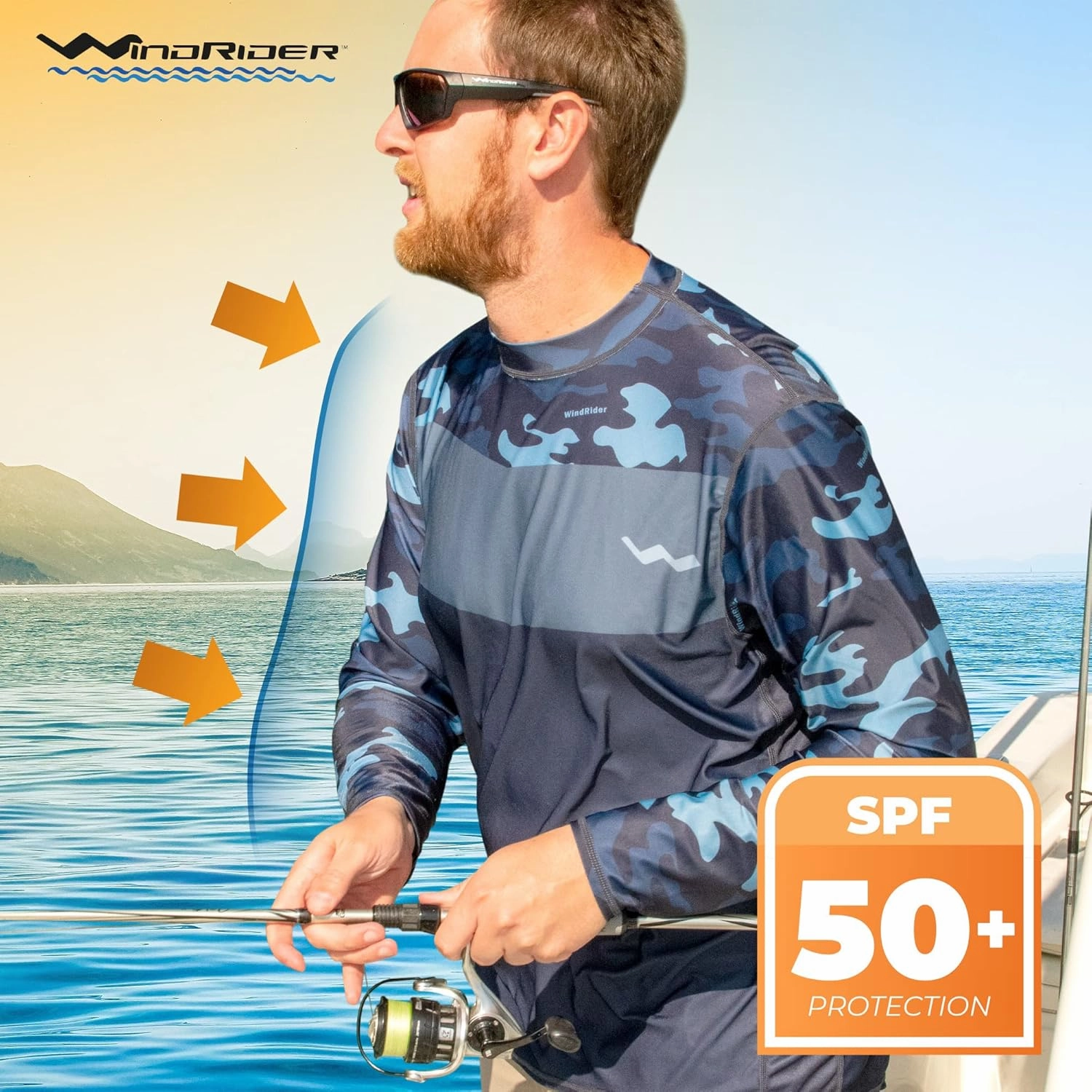 WindRider Fishing Shirts for Men – UPF 50  Long Sleeve UV Protection Lightweight, Breathable Rash Guard for Outdoor Use