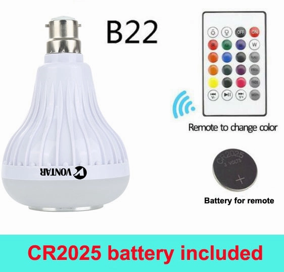Wireless Bluetooth Speaker 12W RGB Bulb LED Lamp with Remote Control