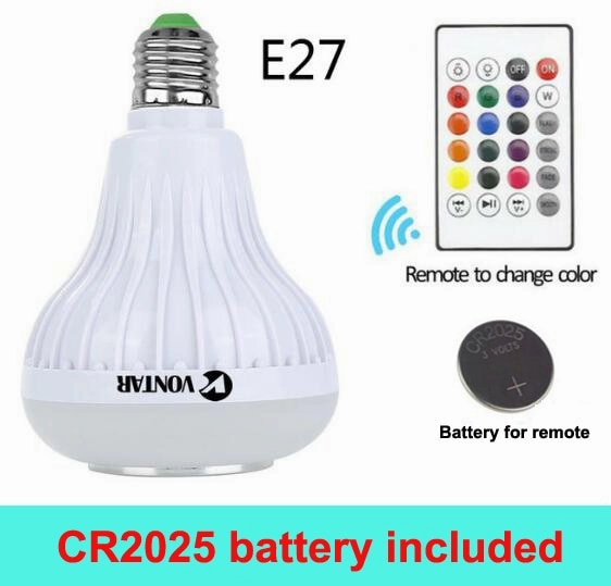 Wireless Bluetooth Speaker 12W RGB Bulb LED Lamp with Remote Control