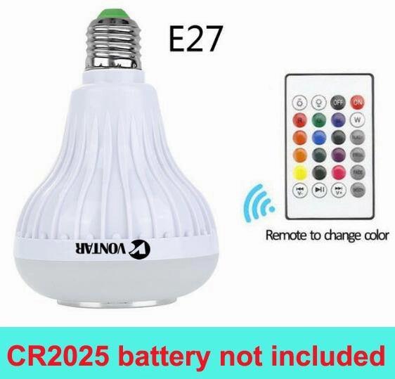 Wireless Bluetooth Speaker 12W RGB Bulb LED Lamp with Remote Control