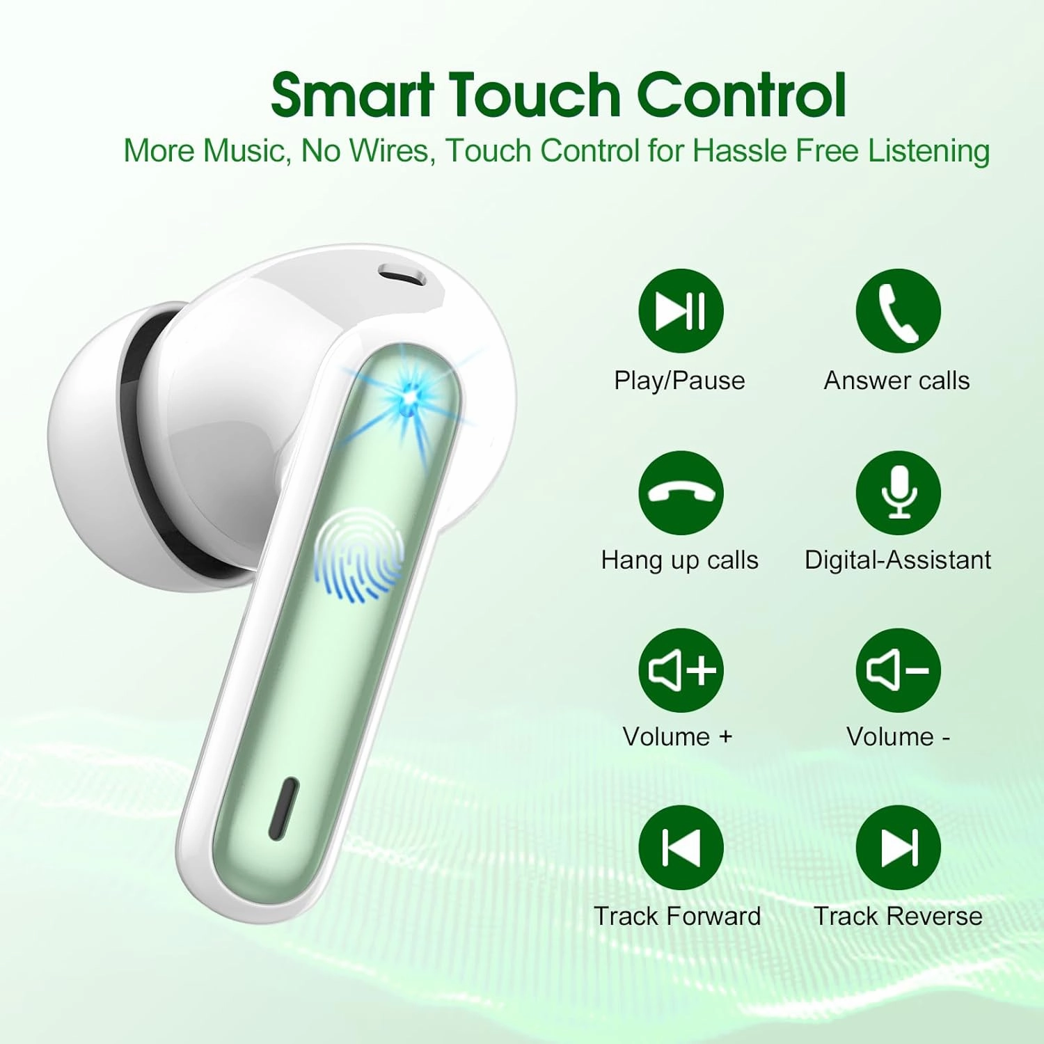 Wireless Earbuds, 2025 Bluetooth Headphones 5.3 HiFi Stereo Earphones, 40H Playtime in-Ear Earbud, Bluetooth Earbud with LED Power Display, IP7 Waterproof Earphones Sport Headset for Android iOS