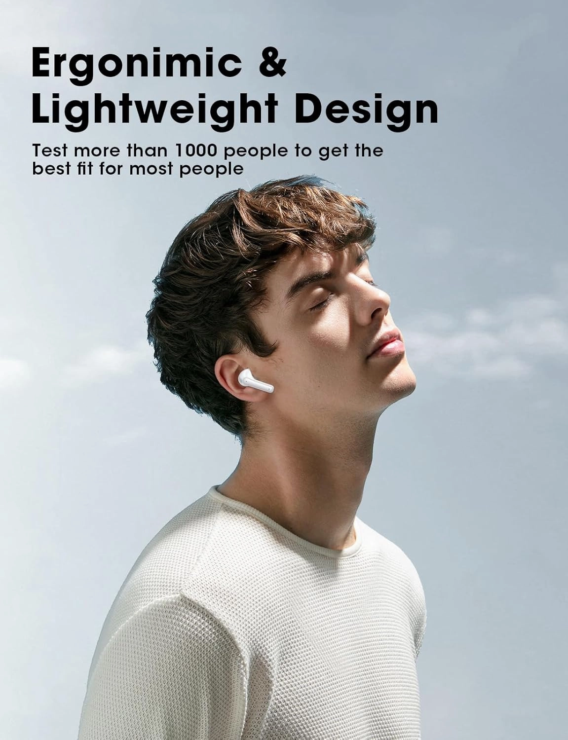 Wireless Earbuds, 2025 Ear Buds with Big Bass Stereo Sound, Lightweight Bluetooth Earbuds with 48 Hours Playtime, in-Ear Fit Earphones, IPX7, Hands-Free Calls with AI for iPhone, Android, Pad