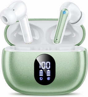 Wireless Earbuds, 2025 Ear Buds with Big Bass Stereo Sound, Lightweight Bluetooth Earbuds with 48 Hours Playtime, in-Ear Fit Earphones, IPX7, Hands-Free Calls with AI for iPhone, Android, Pad