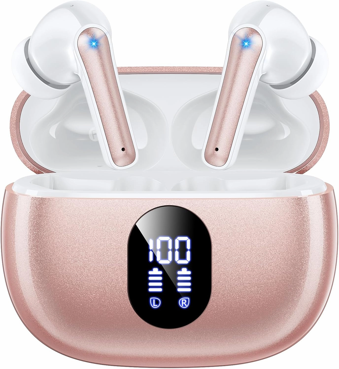 Wireless Earbuds, 2025 Ear Buds with Big Bass Stereo Sound, Lightweight Bluetooth Earbuds with 48 Hours Playtime, in-Ear Fit Earphones, IPX7, Hands-Free Calls with AI for iPhone, Android, Pad