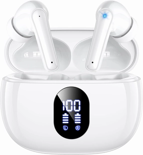 Wireless Earbuds, 2025 Ear Buds with Big Bass Stereo Sound, Lightweight Bluetooth Earbuds with 48 Hours Playtime, in-Ear Fit Earphones, IPX7, Hands-Free Calls with AI for iPhone, Android, Pad