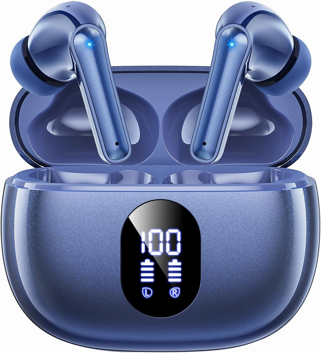 Wireless Earbuds, 2025 Ear Buds with Big Bass Stereo Sound, Lightweight Bluetooth Earbuds with 48 Hours Playtime, in-Ear Fit Earphones, IPX7, Hands-Free Calls with AI for iPhone, Android, Pad