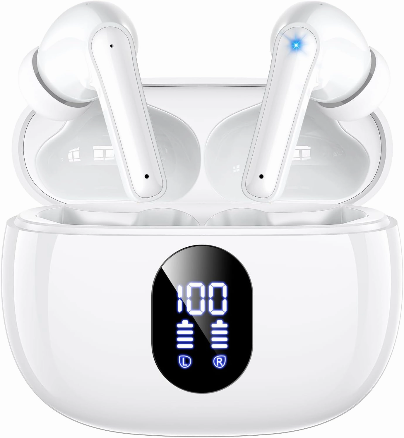 Wireless Earbuds, 2025 Ear Buds with Big Bass Stereo Sound, Lightweight Bluetooth Earbuds with 48 Hours Playtime, in-Ear Fit Earphones, IPX7, Hands-Free Calls with AI for iPhone, Android, Pad