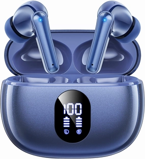 Wireless Earbuds, 2025 Ear Buds with Big Bass Stereo Sound, Lightweight Bluetooth Earbuds with 48 Hours Playtime, in-Ear Fit Earphones, IPX7, Hands-Free Calls with AI for iPhone, Android, Pad