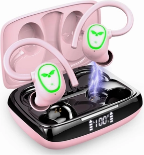 Wireless Earbuds Bluetooth 5.3 Headphones Sport, 2025 Bluetooth Earbuds with Earhooks, 48H Stereo Over Ear Buds, Earphone with 4 ENC Noise Canceling Mic, IP7 Waterproof Headset for Running/Gym/Workout