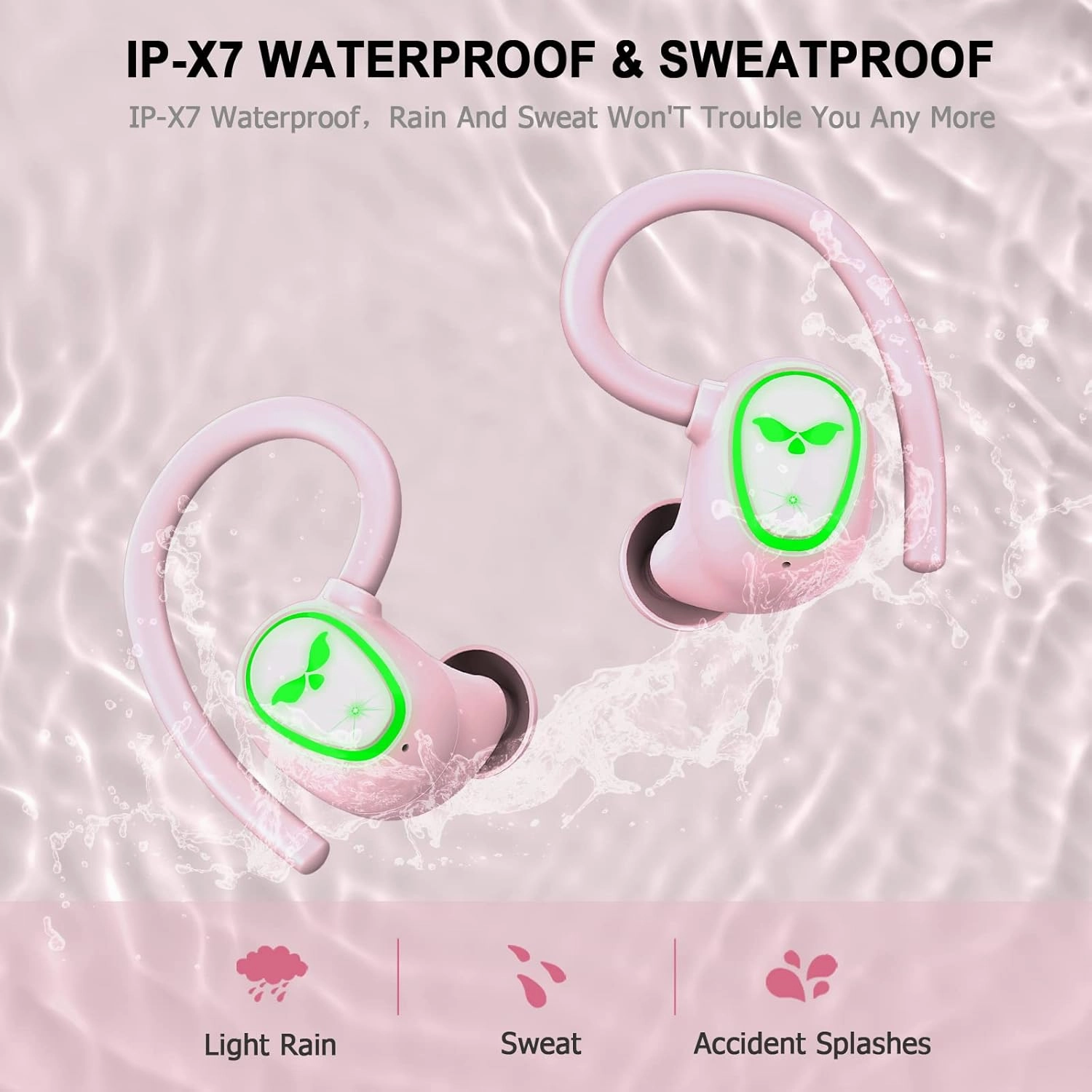 Wireless Earbuds Bluetooth 5.3 Headphones Sport, 2025 Bluetooth Earbuds with Earhooks, 48H Stereo Over Ear Buds, Earphone with 4 ENC Noise Canceling Mic, IP7 Waterproof Headset for Running/Gym/Workout