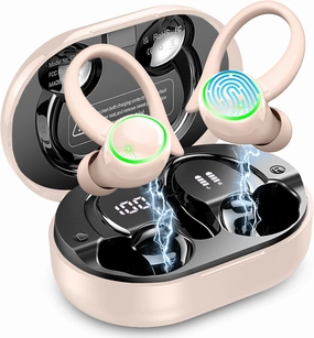 Wireless Earbuds, Bluetooth 5.4 Headphones Sports, 50H Playback Over-Ear buds with ENC Noise Cancelling Mic, Hifi Stereo Fitness Earphones with Earhooks, IP7 Waterproof Headset for Gym Running Workout