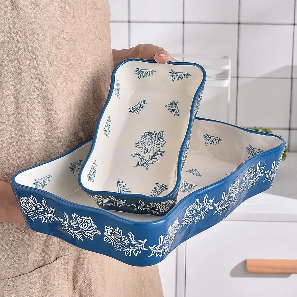 Wisenvoy Casserole dishes for oven Lasagna pan 2-Pcs Baking dish Casserole dish Baking dishes for oven Baking dish set