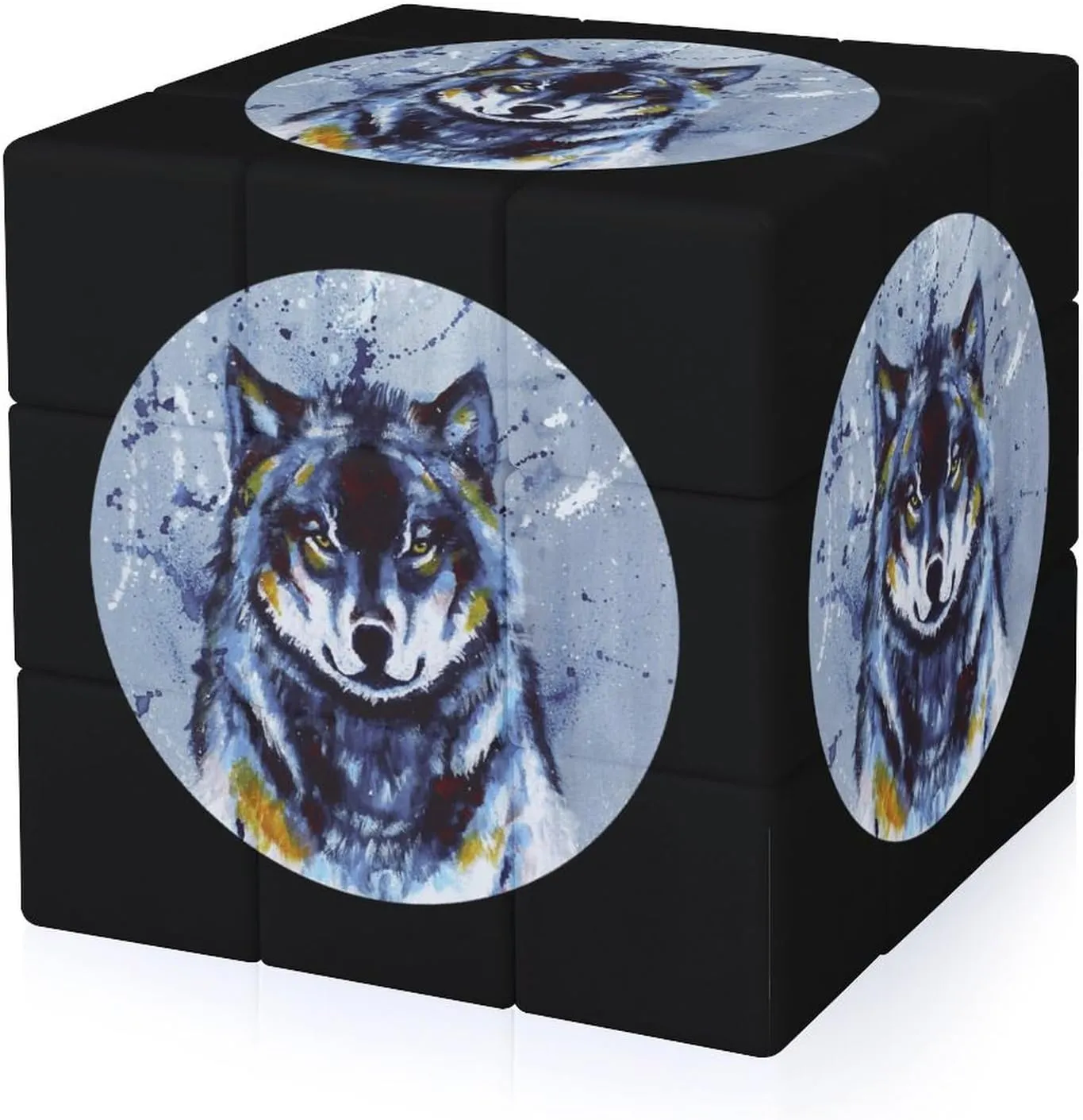 Wolf Painting Funny 3x3x3 Cube Smooth Lightweight Puzzle for Adult Graphic Printing Travel