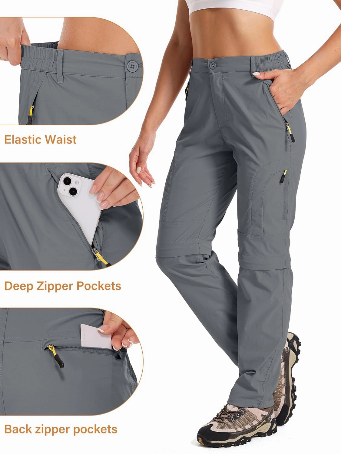 Women's Hiking Pants Convertible Quick Dry Stretch Lightweight Zip-Off Outdoor Fishing Travel Safari Pants
