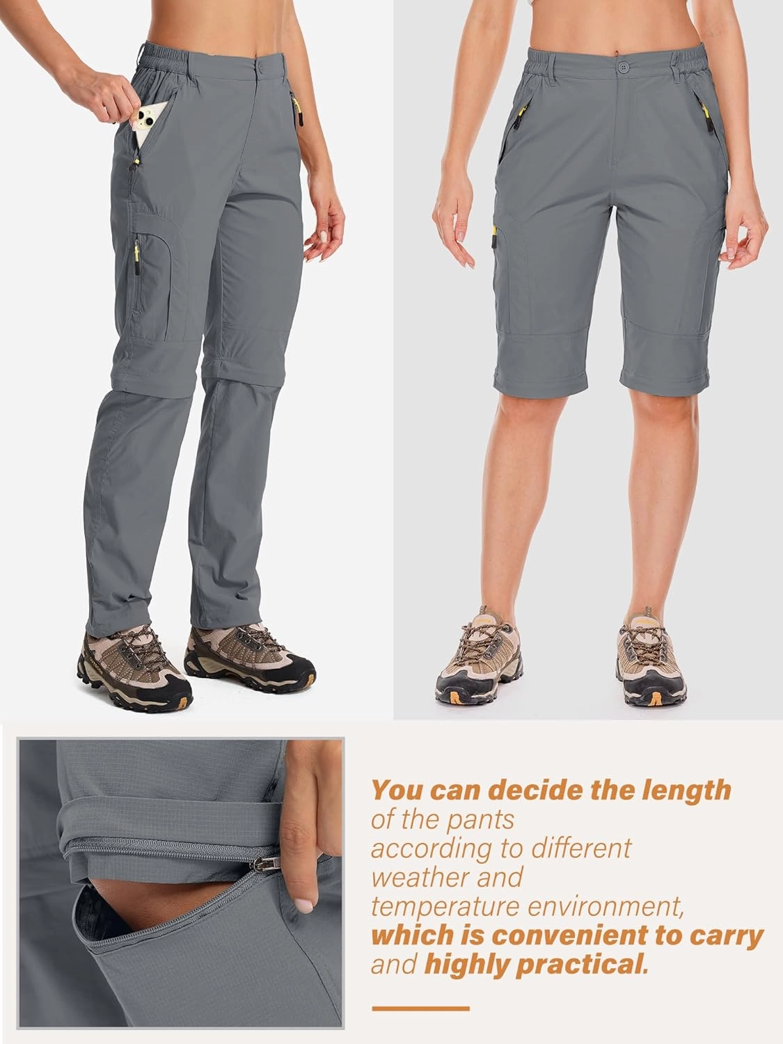 Women's Hiking Pants Convertible Quick Dry Stretch Lightweight Zip-Off Outdoor Fishing Travel Safari Pants