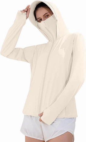 Women's Sun Protection Jacket Lightweight Cooling Long Sleeve Sun Shirt with Hoodie Brim Outdoor Hiking UV Shirts