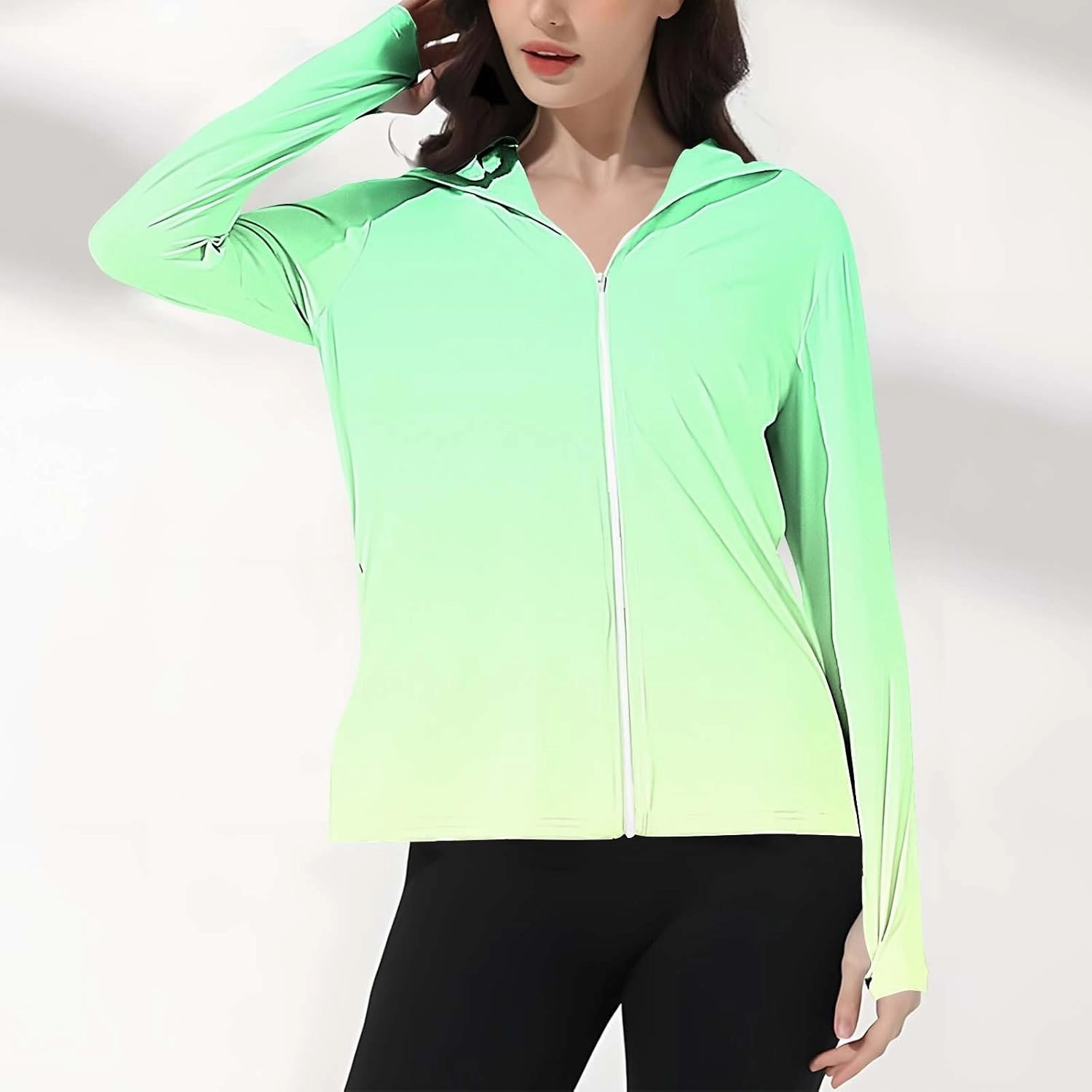 Women's UPF 50  Sun Protection Jacket Lightweight Long Sleeve Sun Shirt Hiking Outdoor UV Hoodie with Face Mask