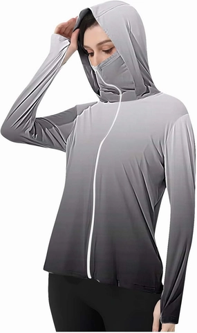Women's UPF 50  Sun Protection Jacket Lightweight Long Sleeve Sun Shirt Hiking Outdoor UV Hoodie with Face Mask