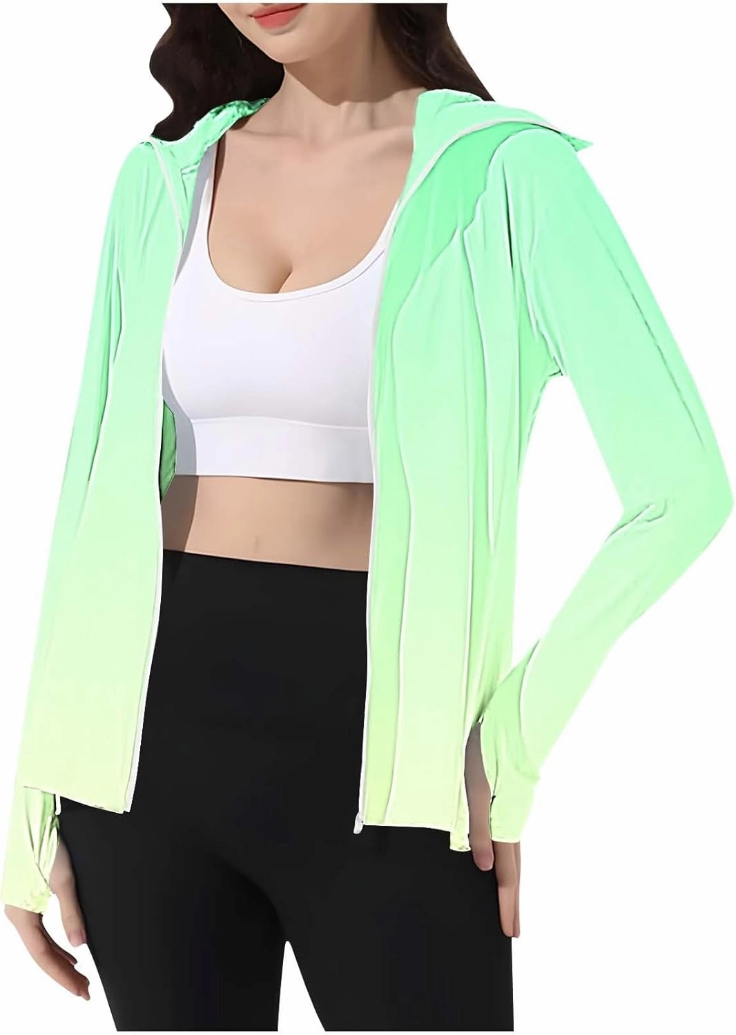 Women's UPF 50  Sun Protection Jacket Lightweight Long Sleeve Sun Shirt Hiking Outdoor UV Hoodie with Face Mask