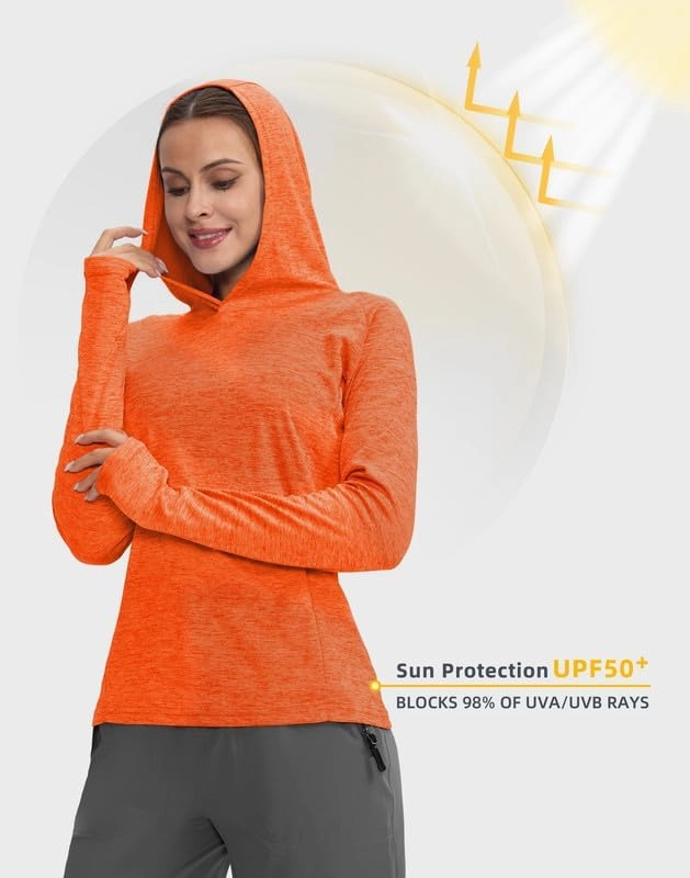 Women's UPF 50  Sun Protection Shirt Long Sleeve Lightweight Hoodie UV Shirts for Women Hiking Fishing Outdoor