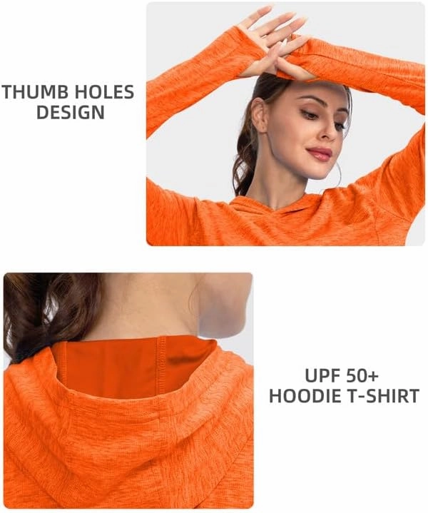 Women's UPF 50  Sun Protection Shirt Long Sleeve Lightweight Hoodie UV Shirts for Women Hiking Fishing Outdoor