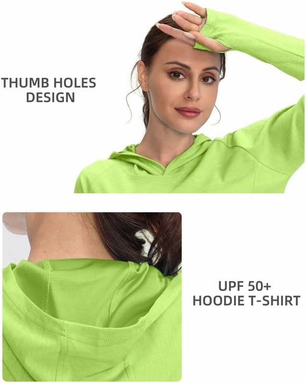 Women's UPF 50  Sun Protection Shirt Long Sleeve Lightweight Hoodie UV Shirts for Women Hiking Fishing Outdoor