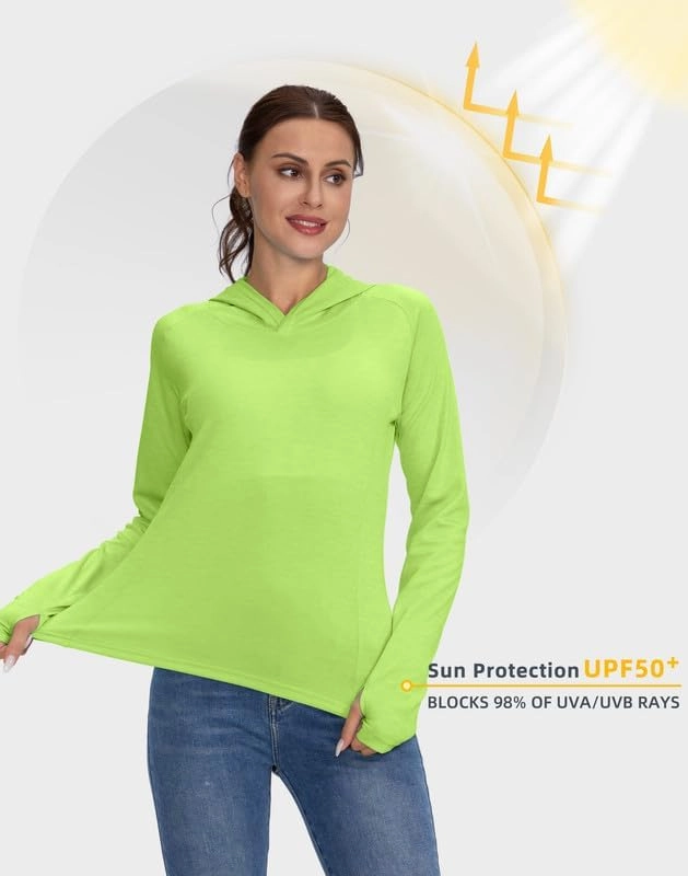 Women's UPF 50  Sun Protection Shirt Long Sleeve Lightweight Hoodie UV Shirts for Women Hiking Fishing Outdoor