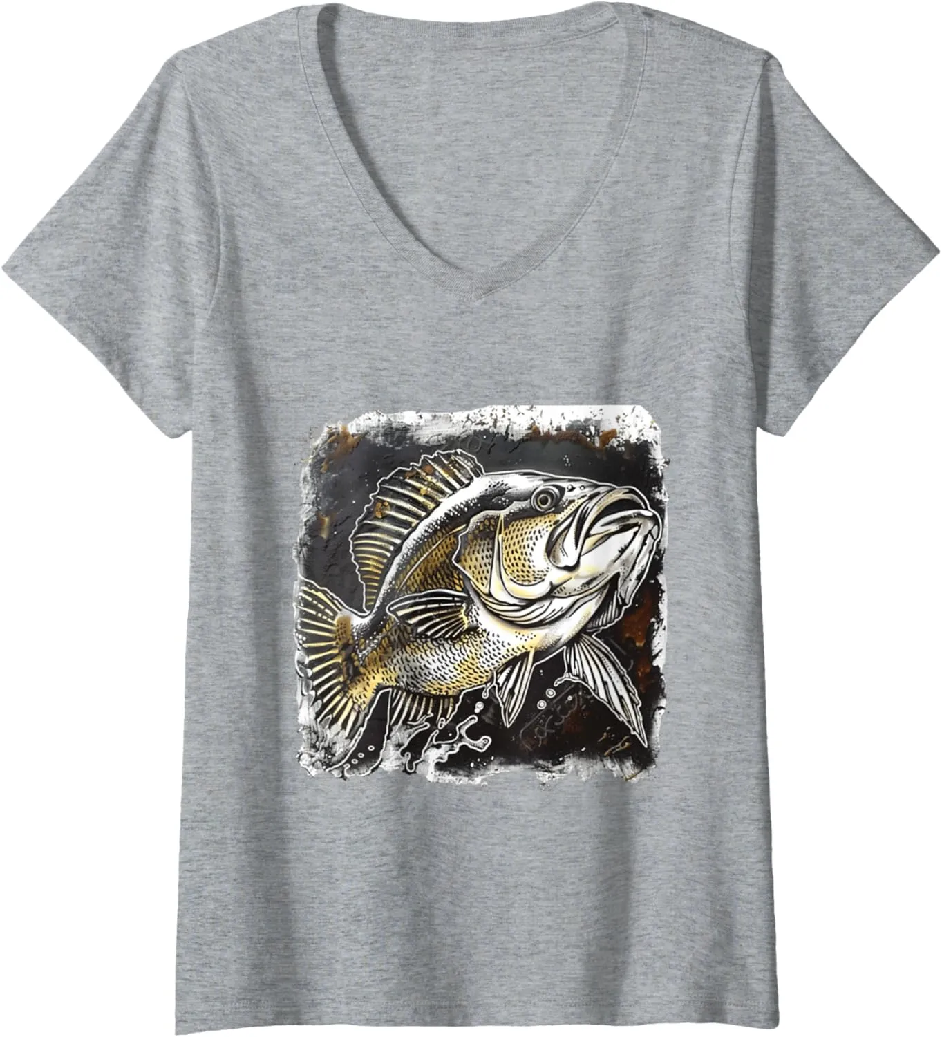 Womens Bass Whisperer bass fisherman fishing for bass V-Neck T-Shirt