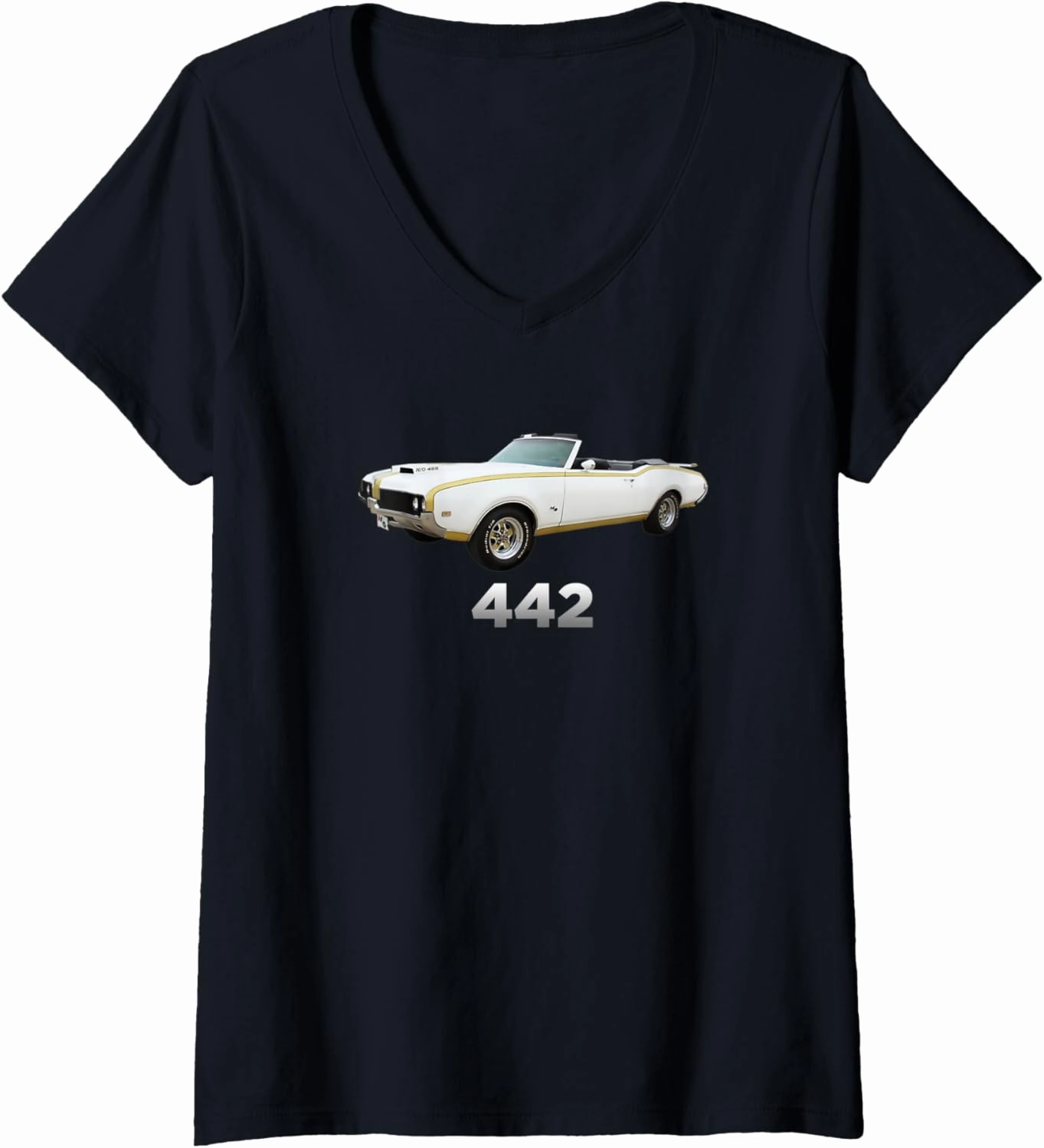 Womens 442 Oldsmobile Cutlass Classic Car Show 1970 1971 1972 V-Neck T-Shirt