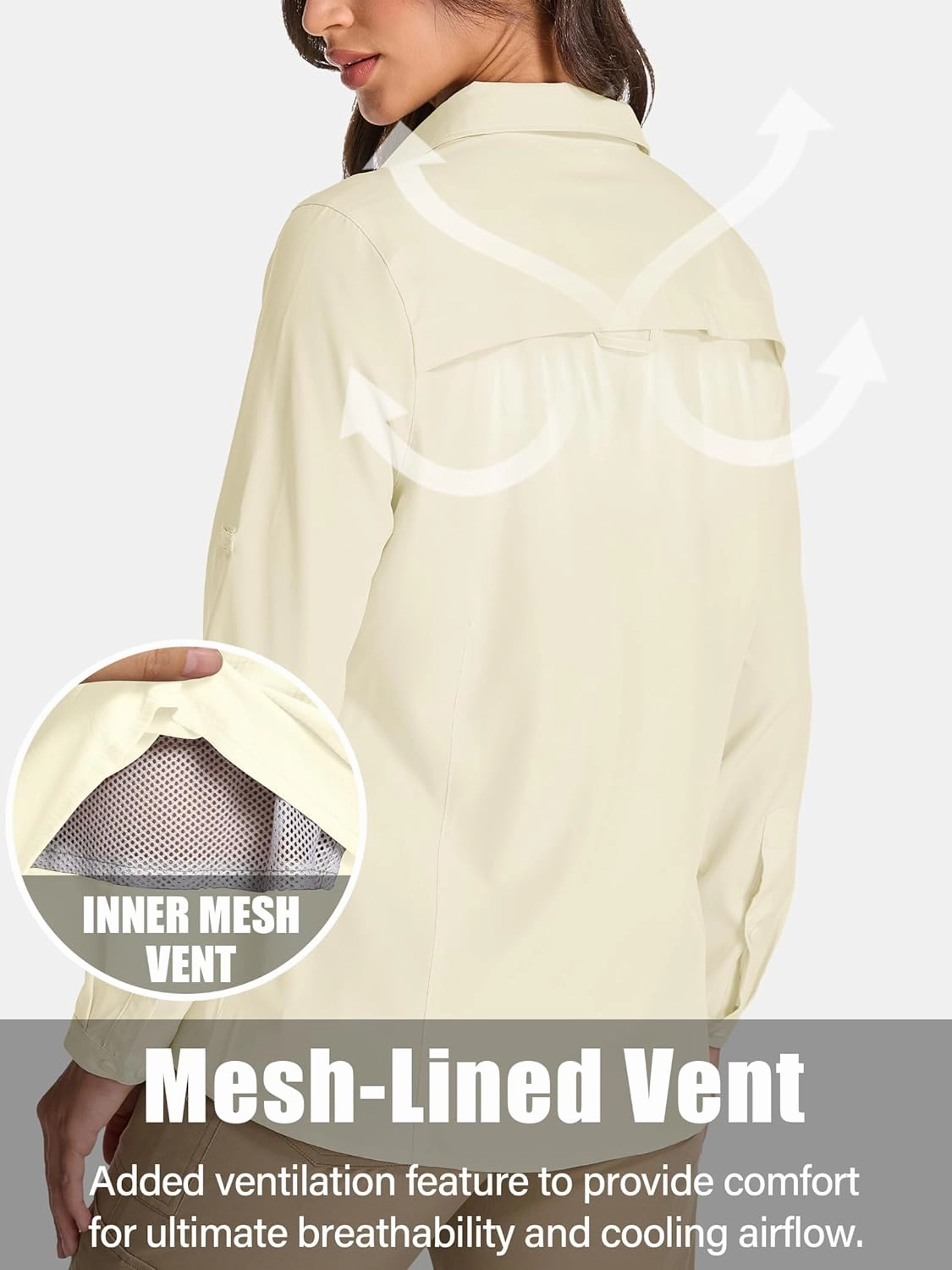 Womens Fishing Safari Shirt Sun Protection Hiking Shirts Quick Dry Lightweight UPF 50 Long Sleeve for Travel Outdoor Camping