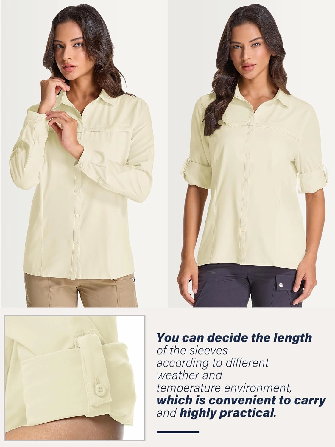 Womens Fishing Safari Shirt Sun Protection Hiking Shirts Quick Dry Lightweight UPF 50 Long Sleeve for Travel Outdoor Camping