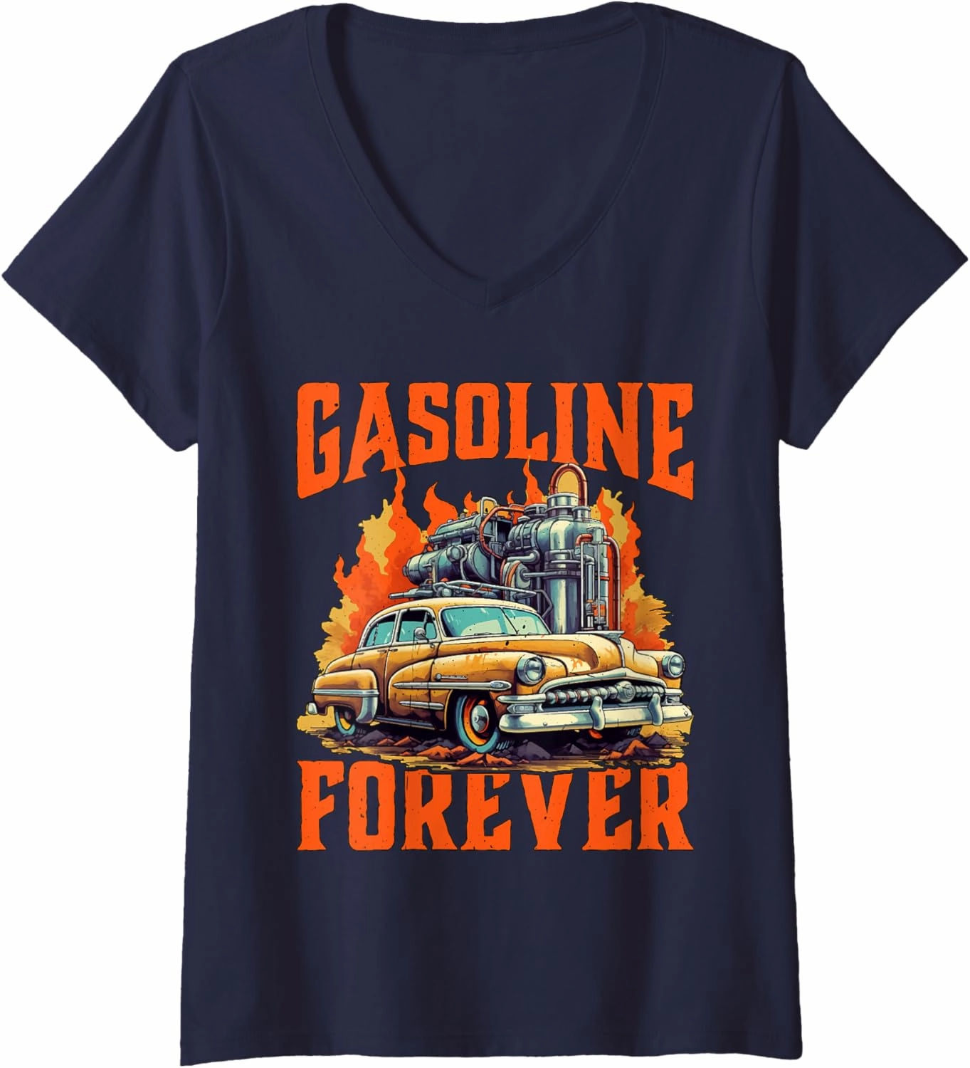 Womens Gasoline Forever -------. V-Neck T-Shirt