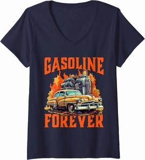 Womens Gasoline Forever -------. V-Neck T-Shirt