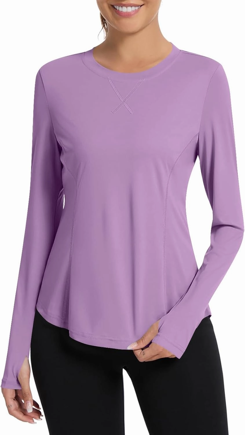 Womens UV Shirts Long Sleeve Sun Protection T Shirts with Thumb Holes Outdoor Hiking Workout Sun Shirt Clothing