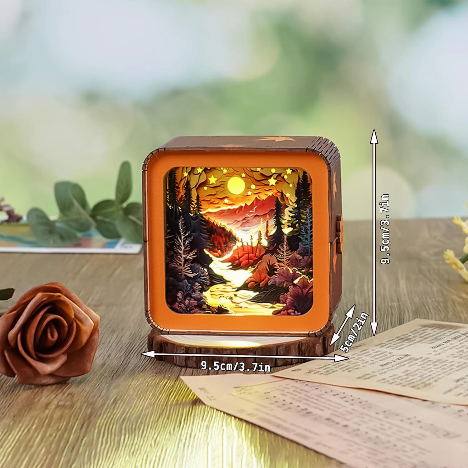 WOODBESTS Wooden Puzzles 3D Nightlight(Long River Moonlight) DIY Wooden Puzzles for Adults-3D Wooden Puzzle Night Light for Seniors-Exquisite Desk Decor for DIY Puzzle Lovers