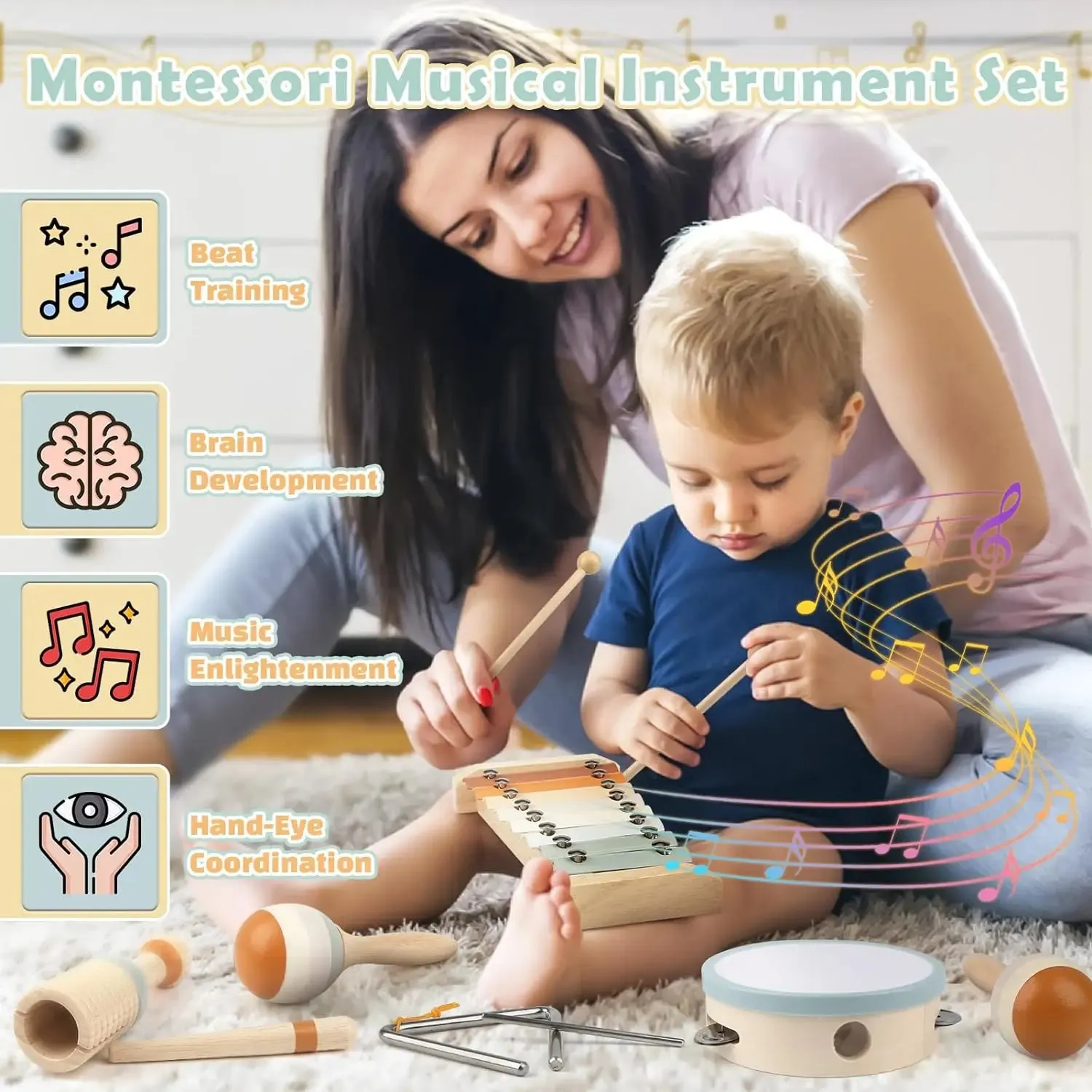 Wooden Musical Instrument Set