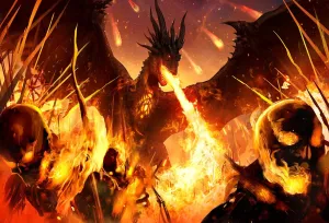 Wooden Puzzles for Adults 1000 Piece Jigsaw Puzzles Fire Dragon Burn Skull Puzzle Game for Indoor Activity Family Game Toy Gifts (30"x 20")