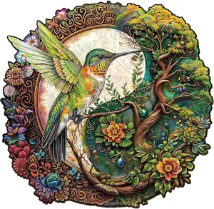 Wooden Puzzles for Adults - Yin Yang Hummingbird Wooden Jigsaw Puzzles for Adults, Unique Shaped Wood Puzzles Adult, Wood Puzzle, Perfect for Birthday Gifts, Family Game, 100 Piece 8.5 x 8.2in