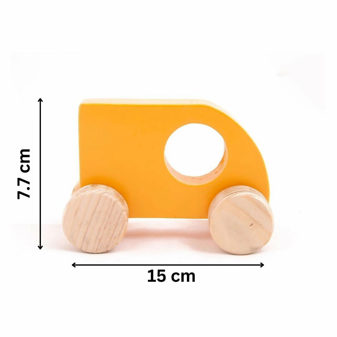 Wooden Push Toy Yellow Mini Sumo Car for Kids - Small Size (1 pcs)