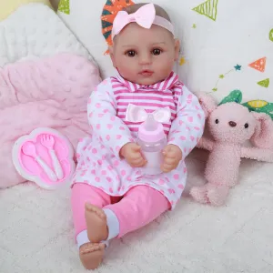 WOOROY Baby Doll, 18-Inch Cute Realistic Baby Doll with Soft Body, Real Life Dolls with Accessories for 3  Girls Gifts, Pretend Play, Collection