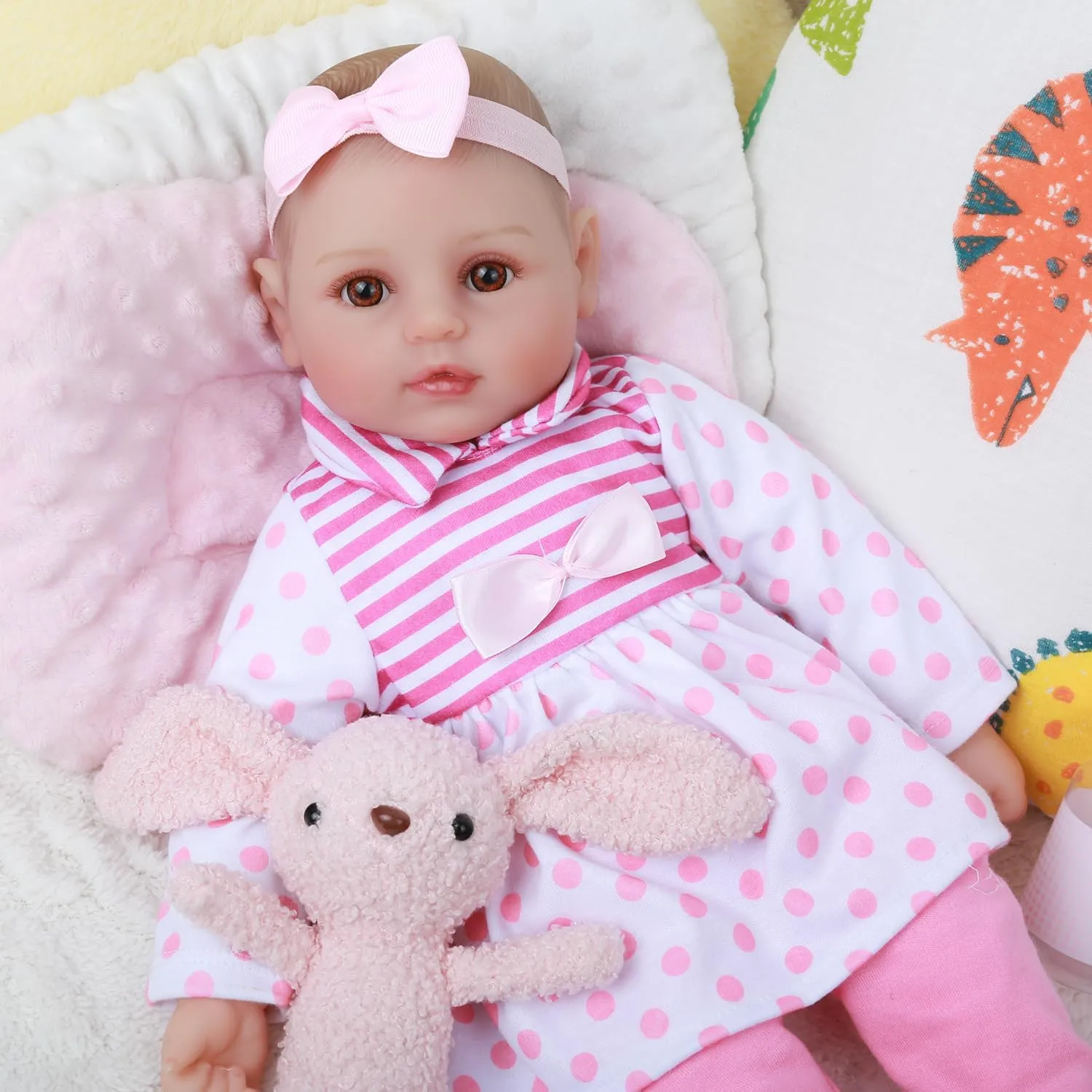 WOOROY Baby Doll, 18-Inch Cute Realistic Baby Doll with Soft Body, Real Life Dolls with Accessories for 3  Girls Gifts, Pretend Play, Collection