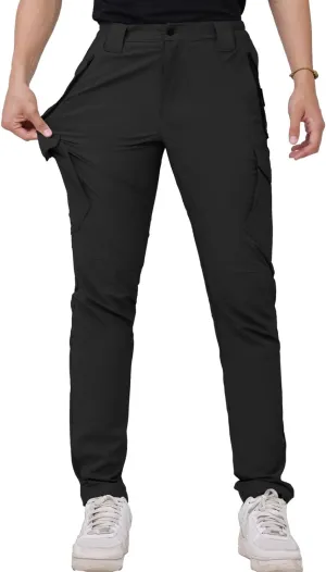 WORK IDEA Men's Hiking Pants Strench Waterproof Lightweight Outdoor Fishing Pants with Cargo Pockets