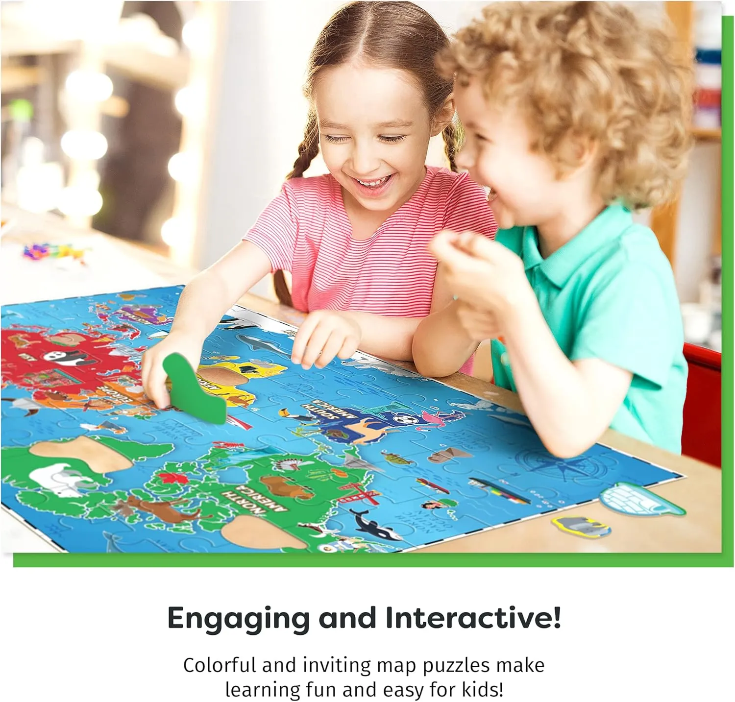 World Map Puzzle for Kids - 75 Piece - World Puzzles with Continents - Childrens Jigsaw Geography Puzzles for Kids Ages 4-8, 5, 6, 7, 8-10 Year Olds - Globe Atlas Puzzle Maps Learning Games Gifts