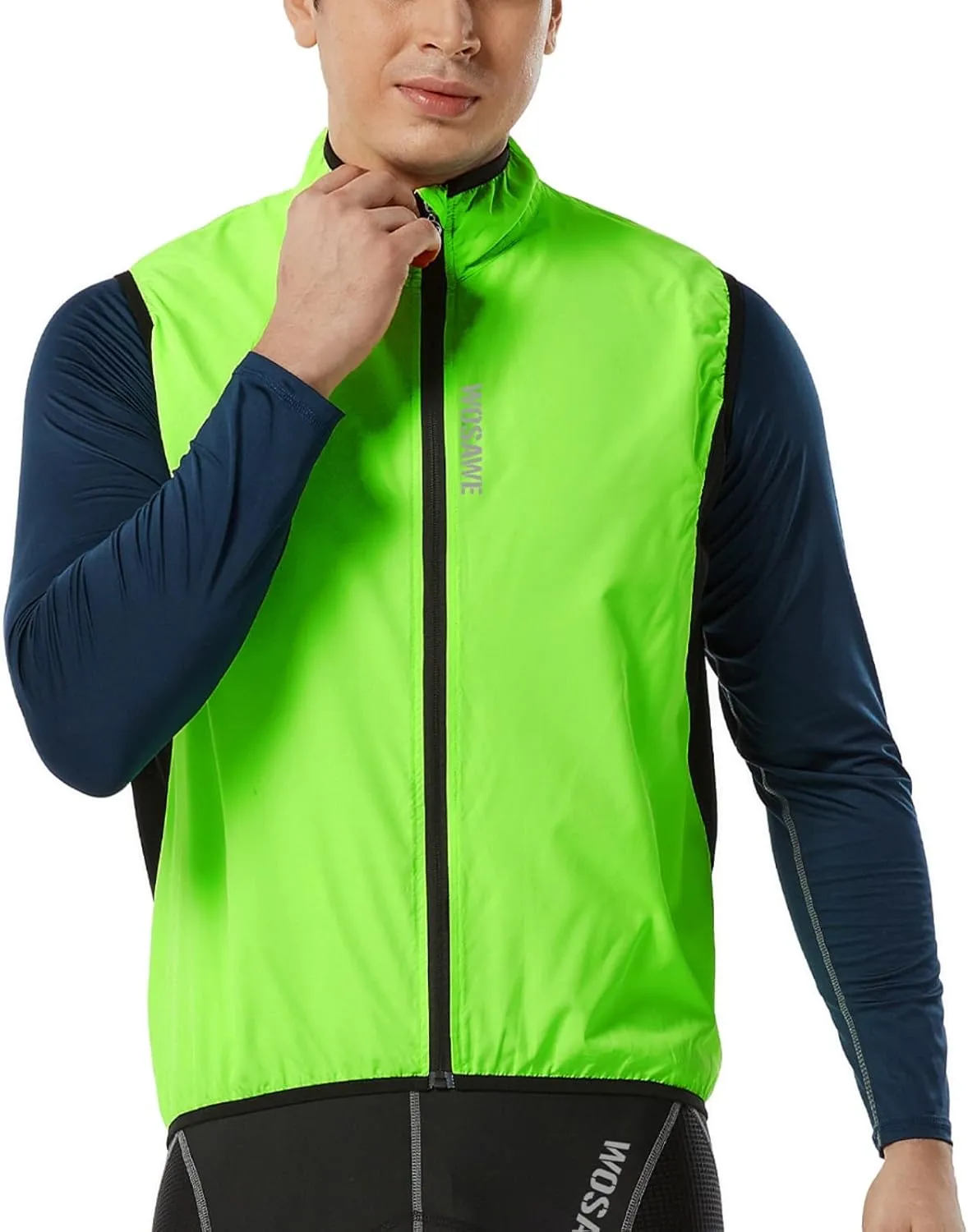 WOSAWE Cycling Vest Lightweight Windbreaker Reflective Gilet for Hiking Runing Fishing Commuting