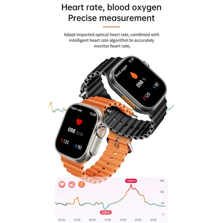 WS-E9 Ultra 2.2 inch IP67 Waterproof Metal Buckle Ocean Silicone Band Smart Watch, Support Heart Rate / NFC, Metal Buckle Ocean Silicone Band (Black), Metal Buckle Ocean Silicone Band (Orange), Metal Buckle Ocean Silicone Band (Blue)�������������������...