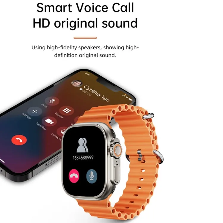 WS-E9 Ultra 2.2 inch IP67 Waterproof Metal Buckle Ocean Silicone Band Smart Watch, Support Heart Rate / NFC, Metal Buckle Ocean Silicone Band (Black), Metal Buckle Ocean Silicone Band (Orange), Metal Buckle Ocean Silicone Band (Blue)�������������������...