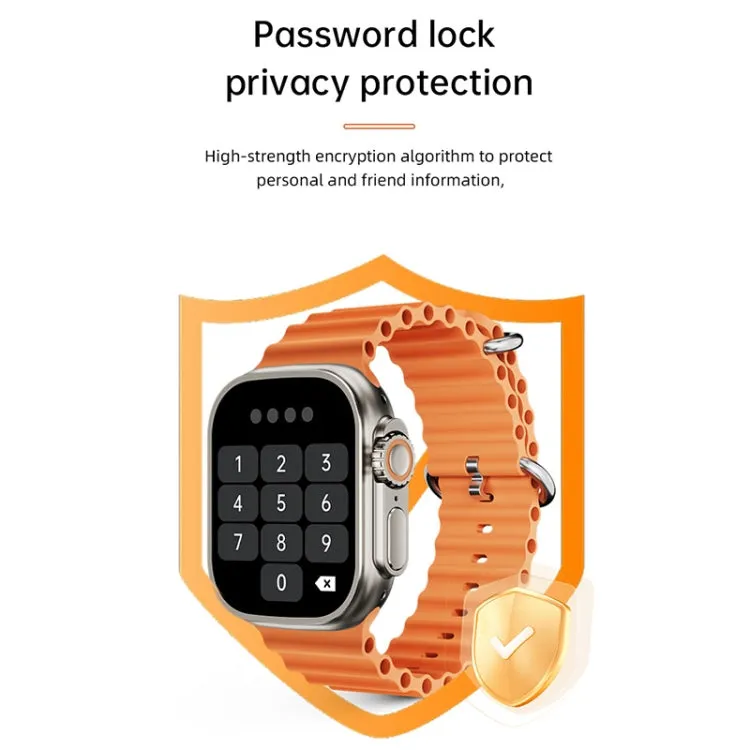 WS-E9 Ultra 2.2 inch IP67 Waterproof Metal Buckle Ocean Silicone Band Smart Watch, Support Heart Rate / NFC, Metal Buckle Ocean Silicone Band (Black), Metal Buckle Ocean Silicone Band (Orange), Metal Buckle Ocean Silicone Band (Blue)�������������������...