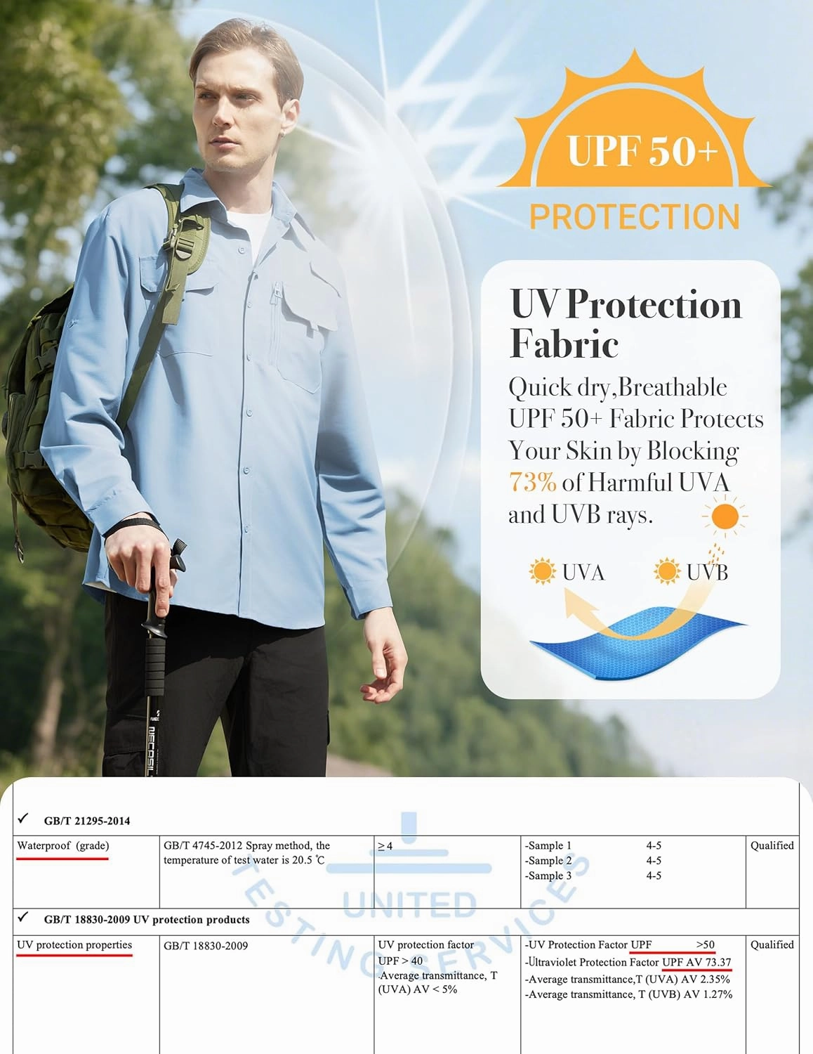WULFUL Men's Sun Protection Fishing Shirts UPF 50  UV Lightweight Quick Dry Cooling Button Down Shirts for Work Hiking Safari