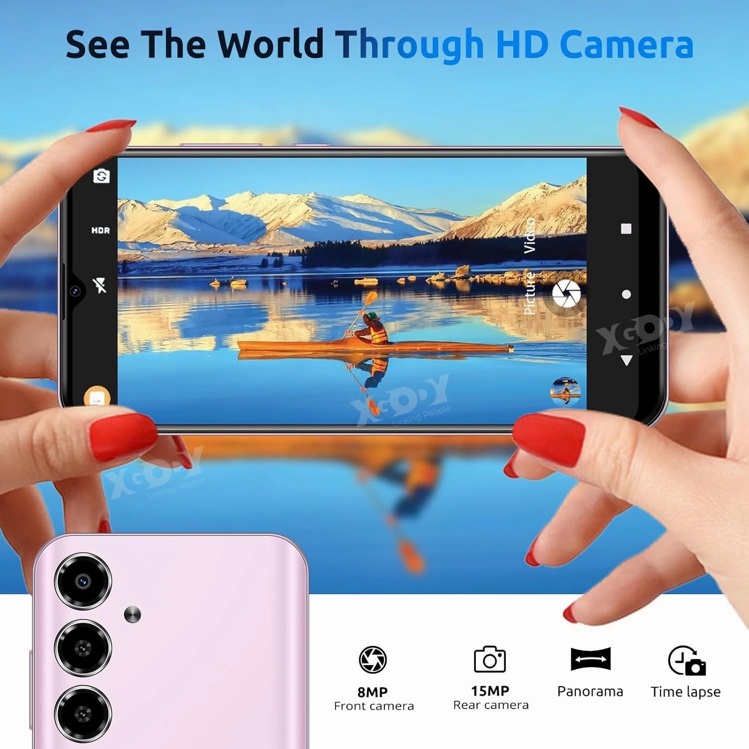 Xgody Unlocked Cell Phones V50, 4GB 64GB ROM, 6.52'' HD Incell Screen Smartphone, Dual 4G LTE Unlock Android Phone, 13MP 5MP Camera, Face Unlock, 4500mAh Battery Mobile Phone (Purple)