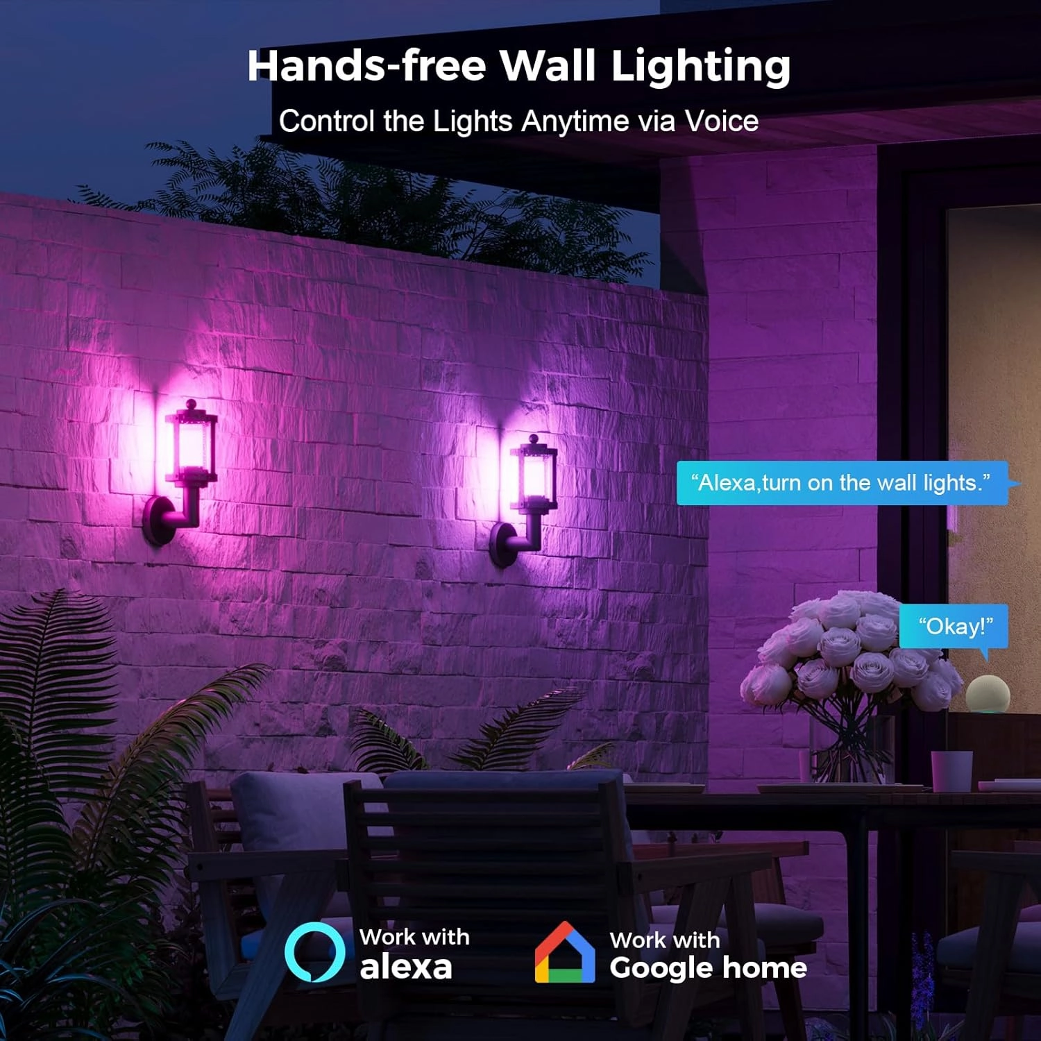XMCOSY  Outdoor Wall Lights, 1100LM Smart Porch Lights Outdoor, RGBCW LED Outdoor Sconce Lights, WiFi APP Control, Compatible with Alexa, IP65 Waterproof Exterior Lighting Fixtures, 2 Pack